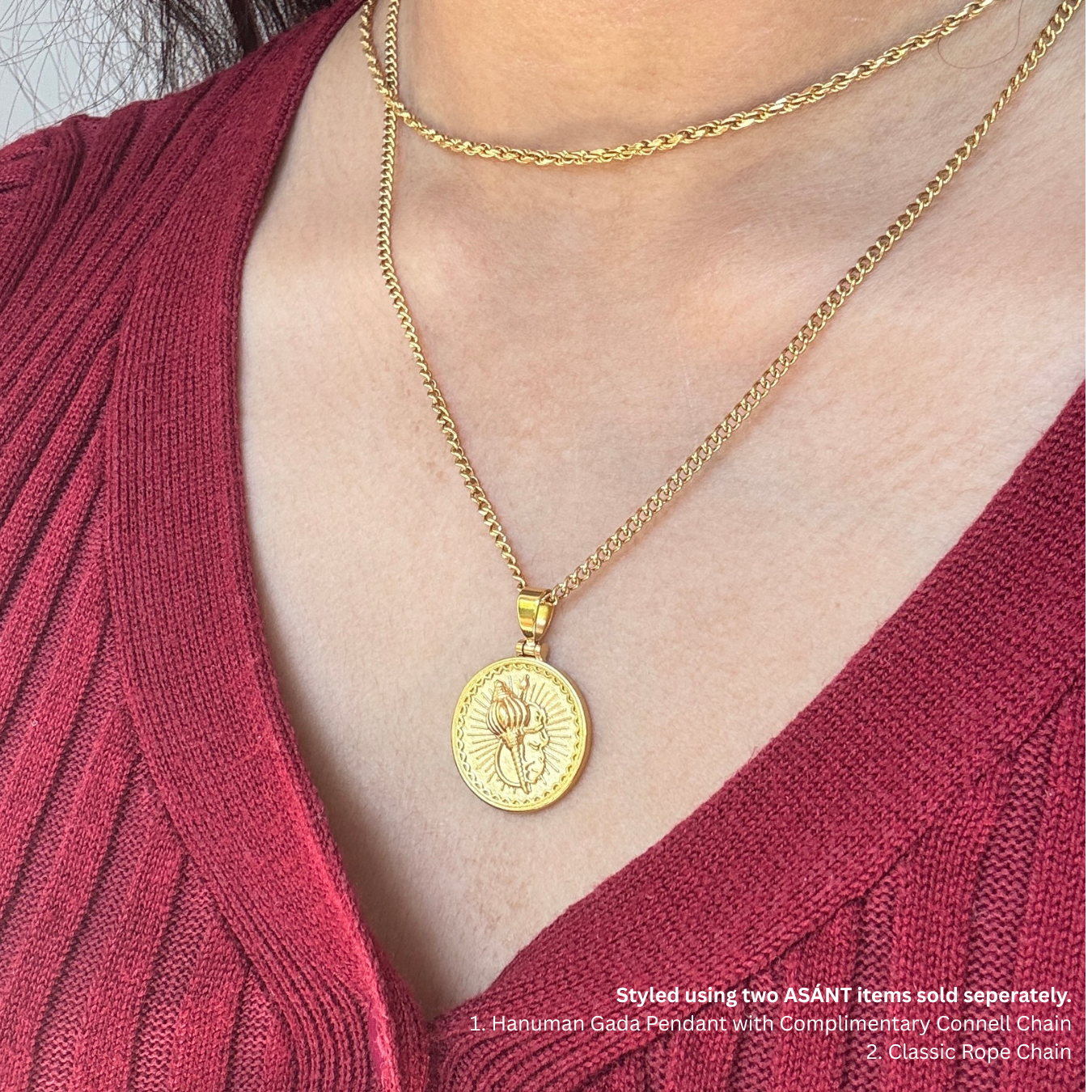 Hanuman Gada Pendant - Gold