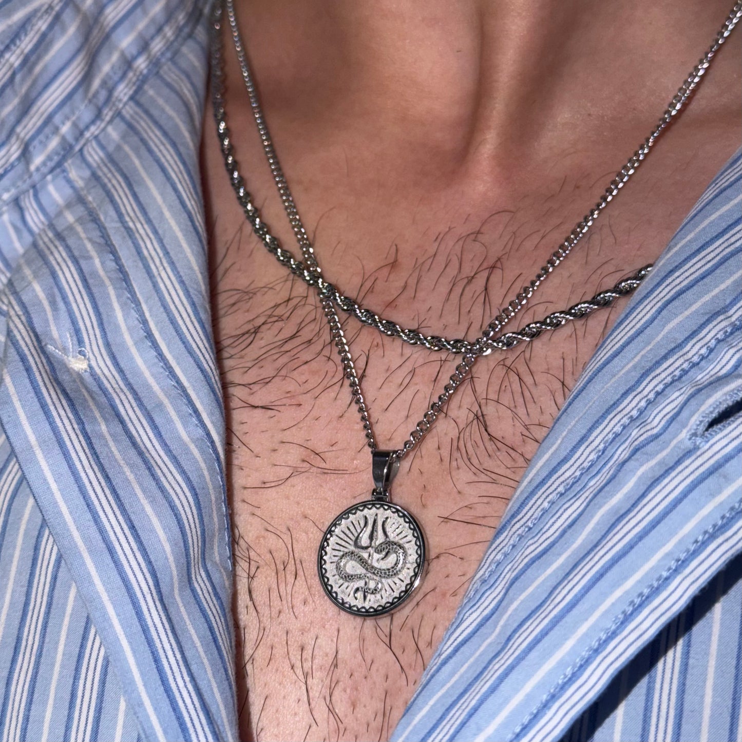 Shiv Trishul: Serpent Pendant & Layering Chain Set