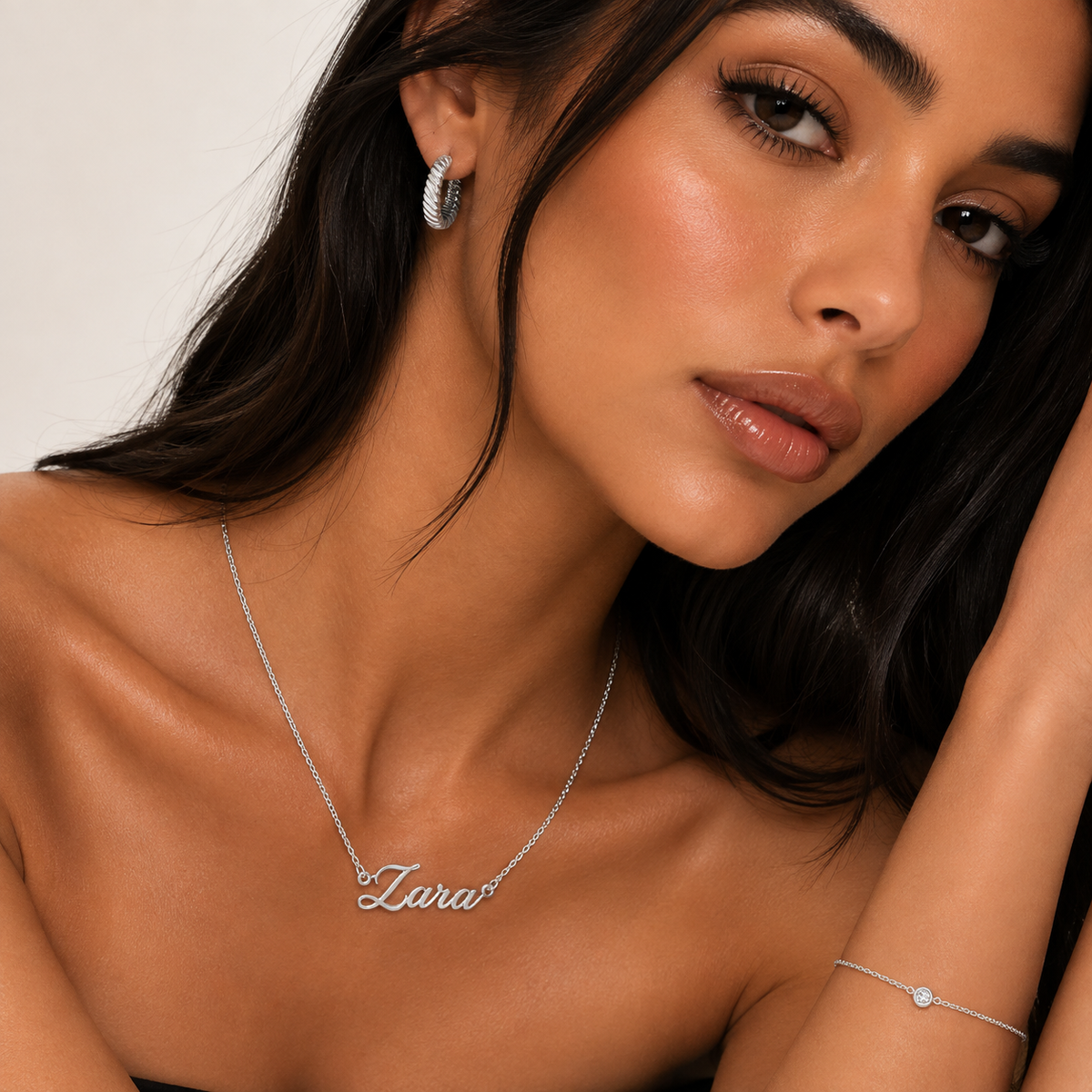 Personalised Signature Script Name Necklace - Silver