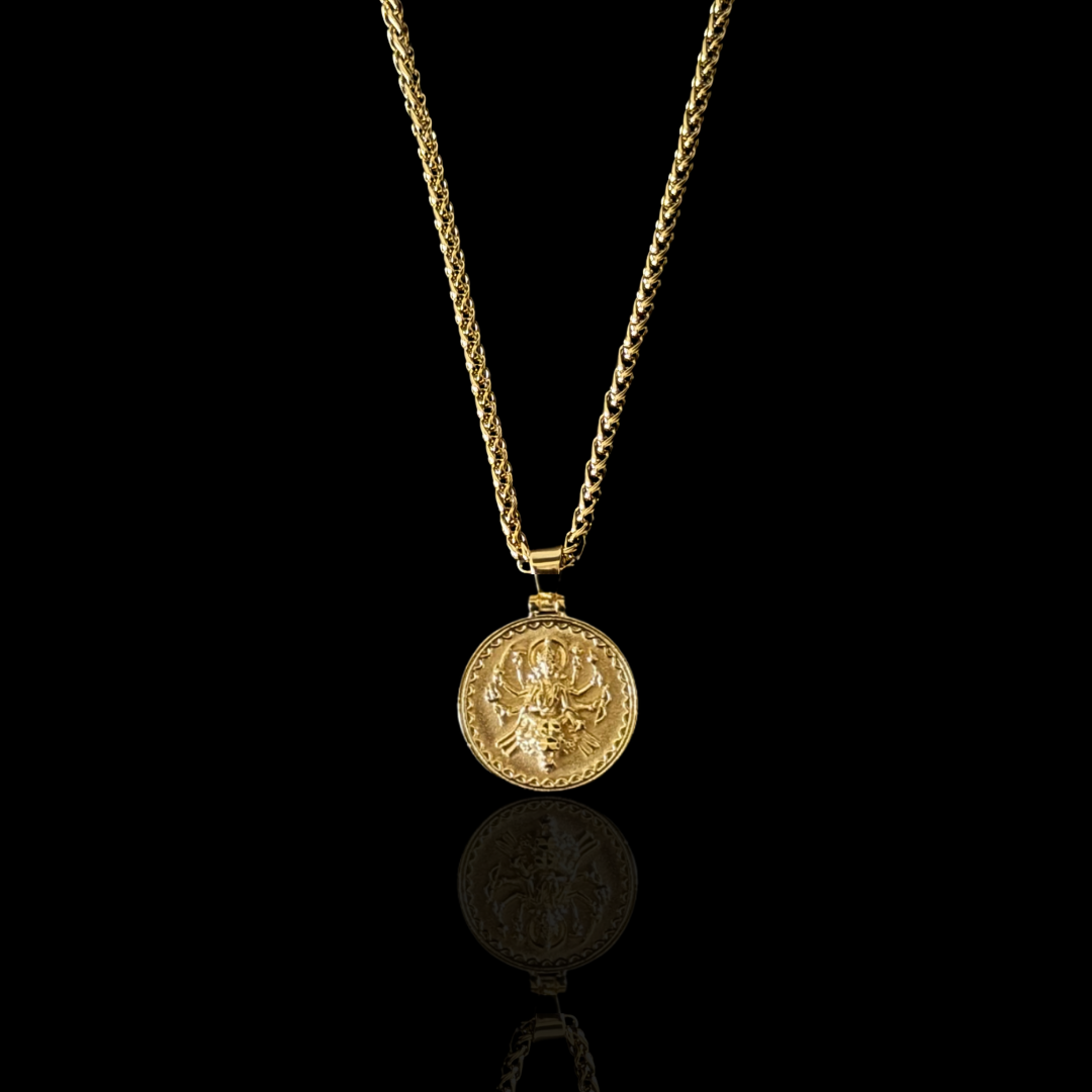 Divine Goddess Durga Pendant - Gold