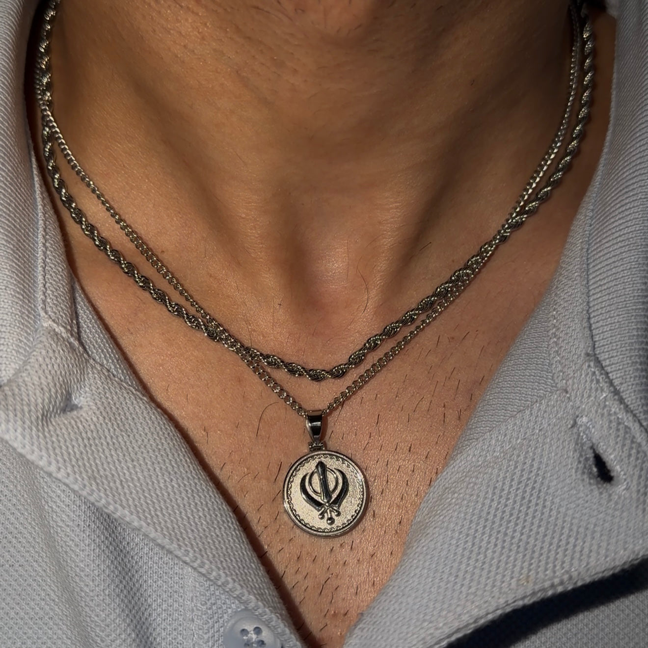 Sikh Khanda Pendant & Layering Chain Set