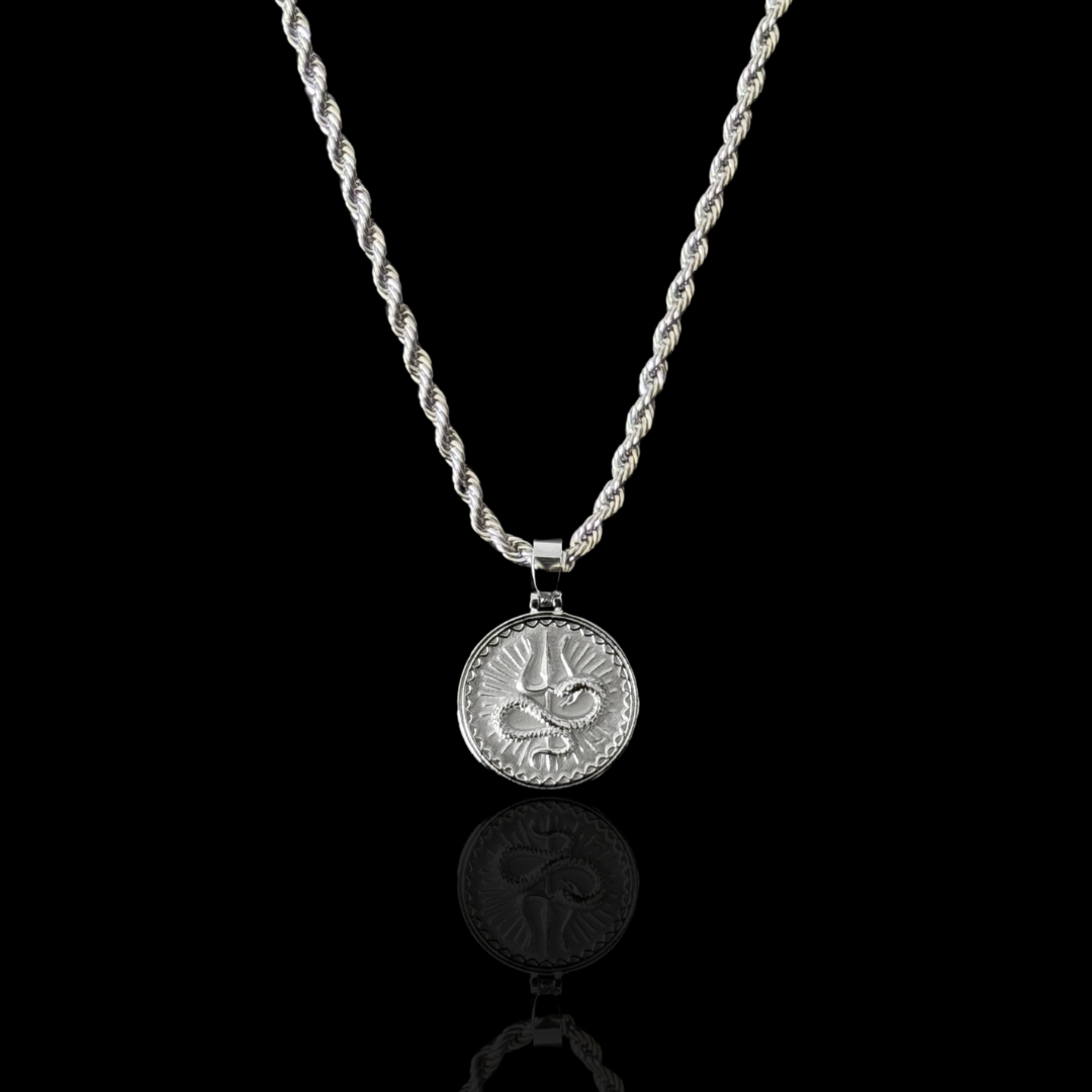 Shiv Trishul: Serpent Edition Pendant - Silver