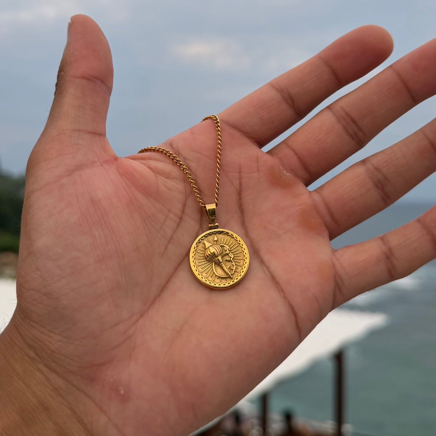 Hanuman Gada Pendant - Gold