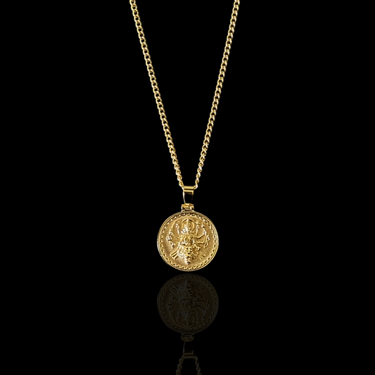 Divine Goddess Durga Pendant - Gold