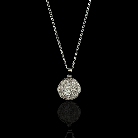 Divine Goddess Durga Pendant - Silver
