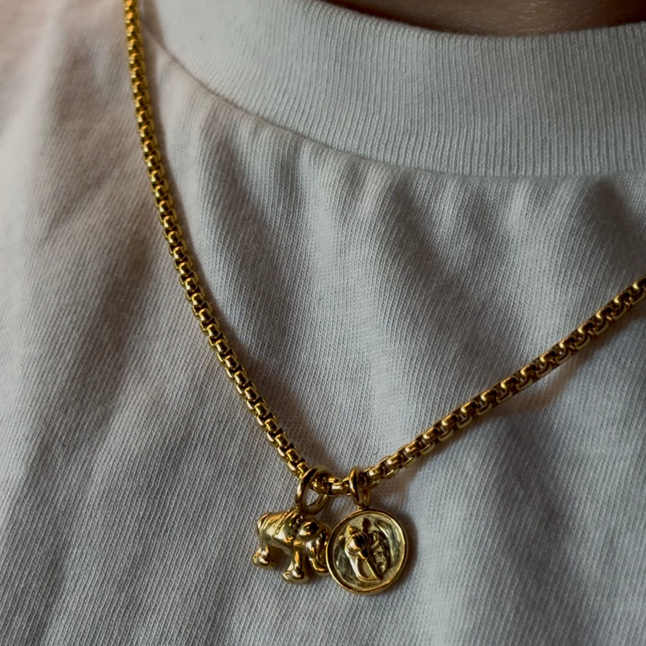 Mini Elephant & Hanuman Gada Pendant - Gold [NEW]