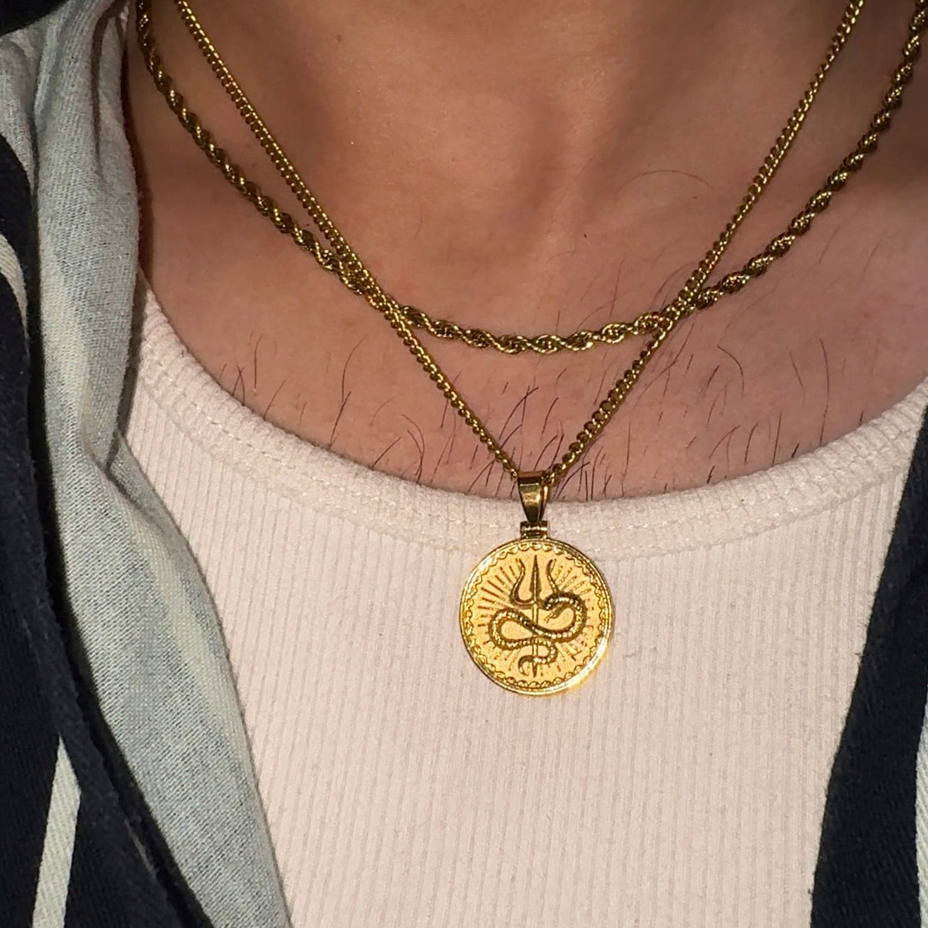 Shiv Trishul: Serpent Pendant & Layering Chain Set