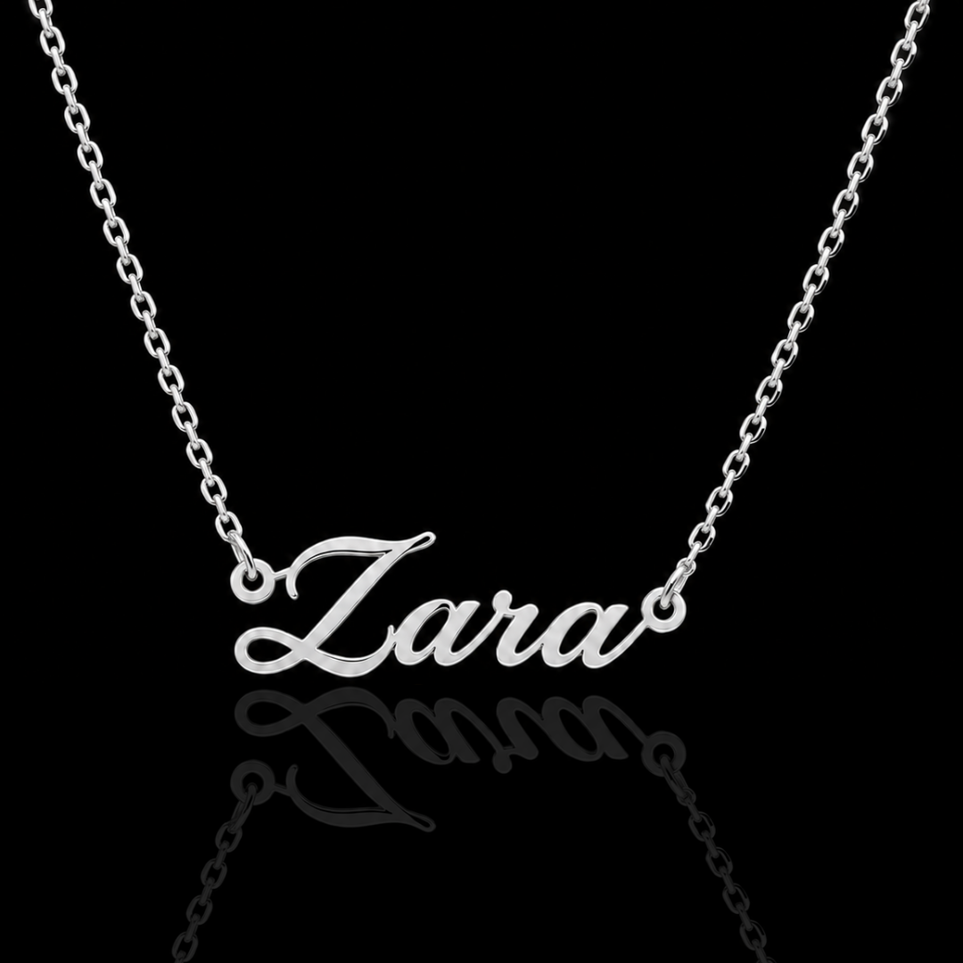Personalised Signature Script Name Necklace - Silver