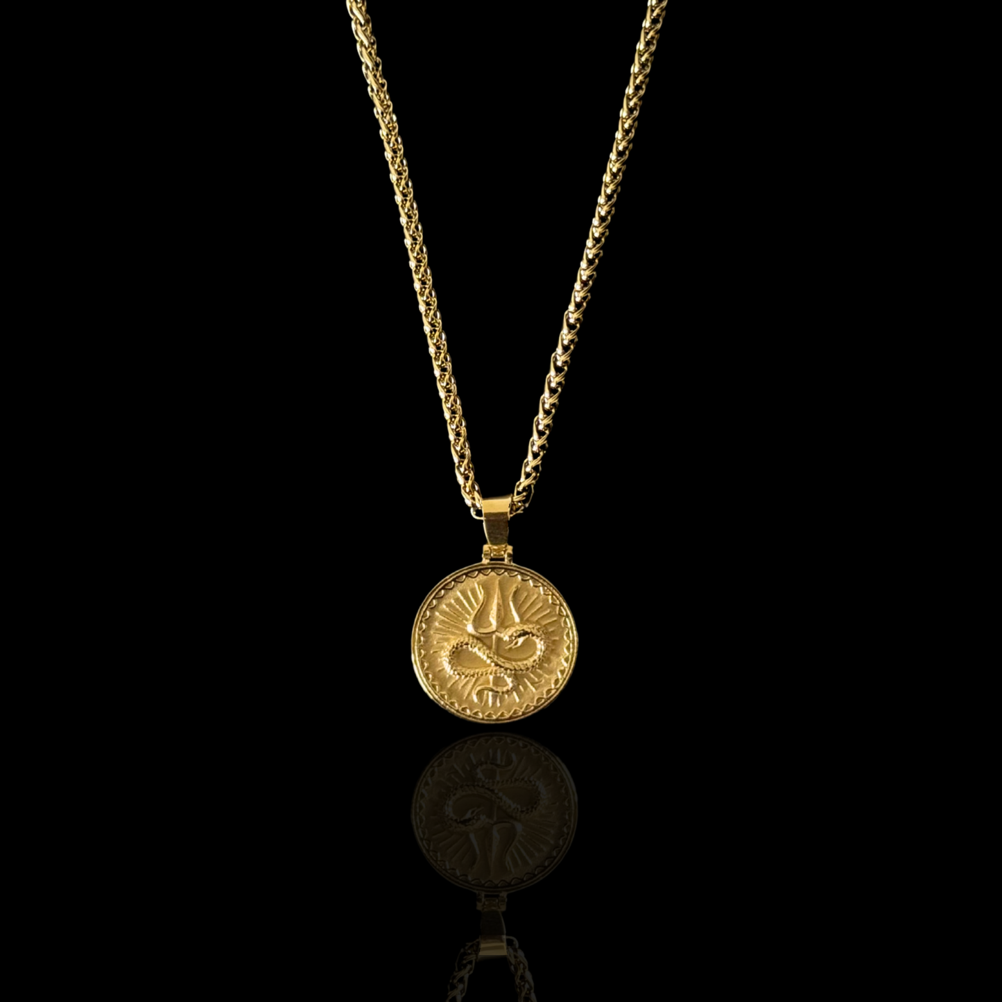 Shiv Trishul: Serpent Edition Pendant - Gold