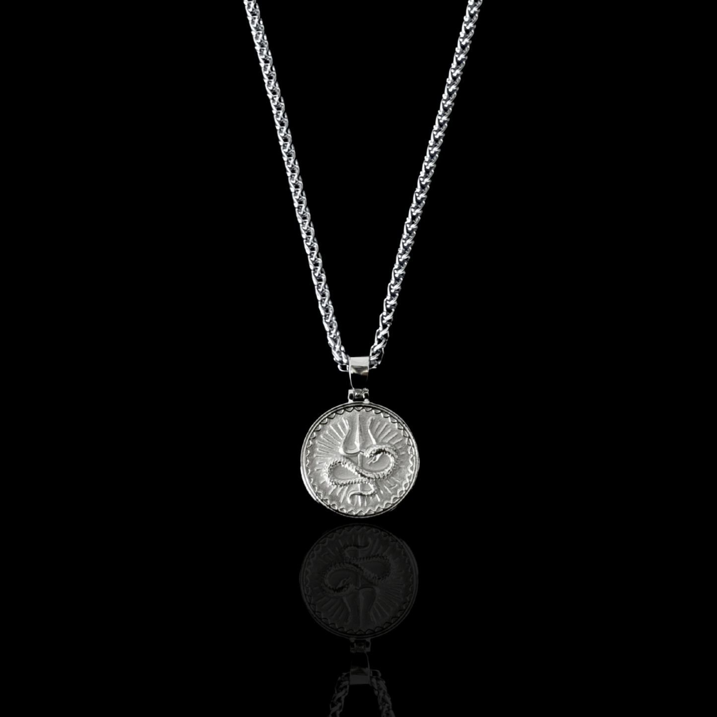 Shiv Trishul: Serpent Edition Pendant - Silver
