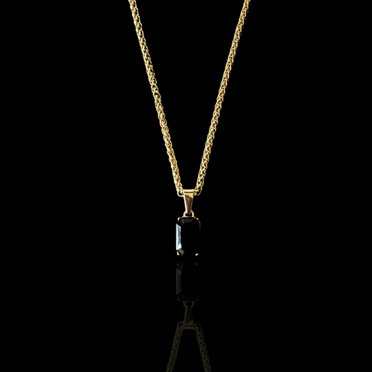 Black Stone Pendant - Gold